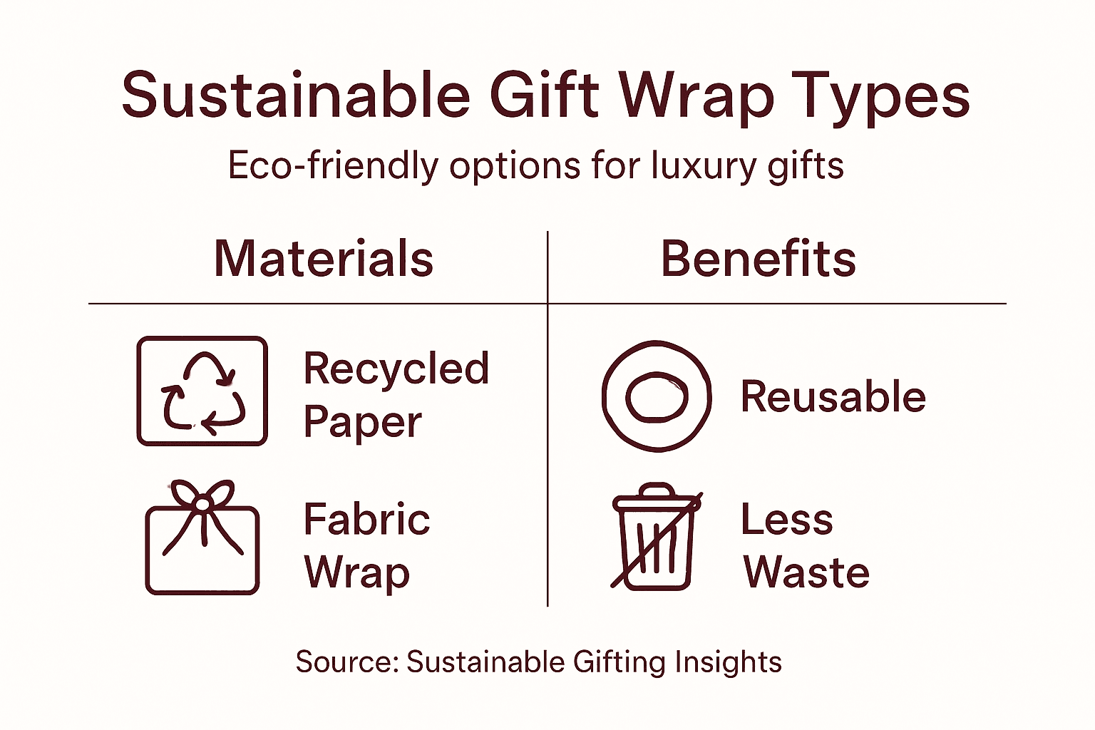 Infographic about sustainable gift wrap types