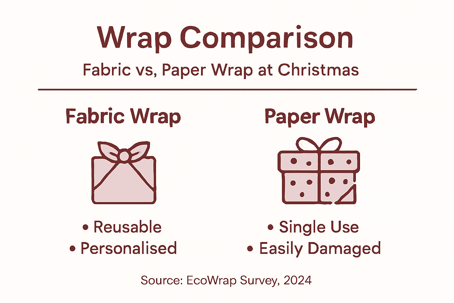 Infographic comparing fabric and paper wrap