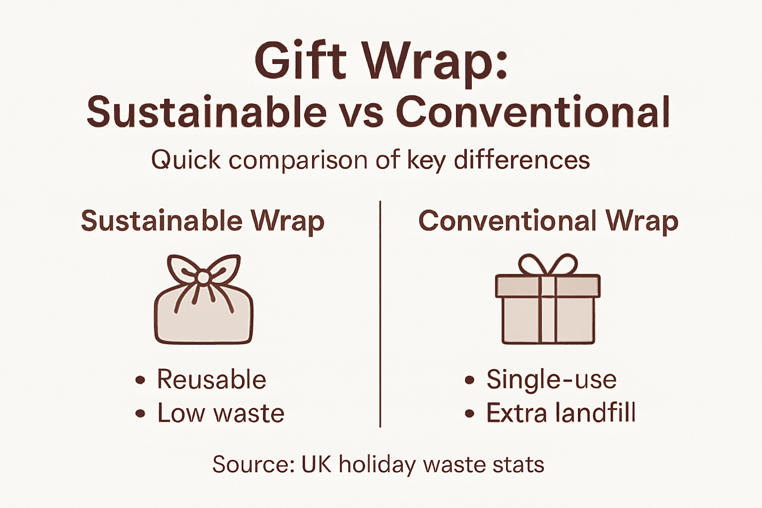 Infographic comparing sustainable and conventional wrapping