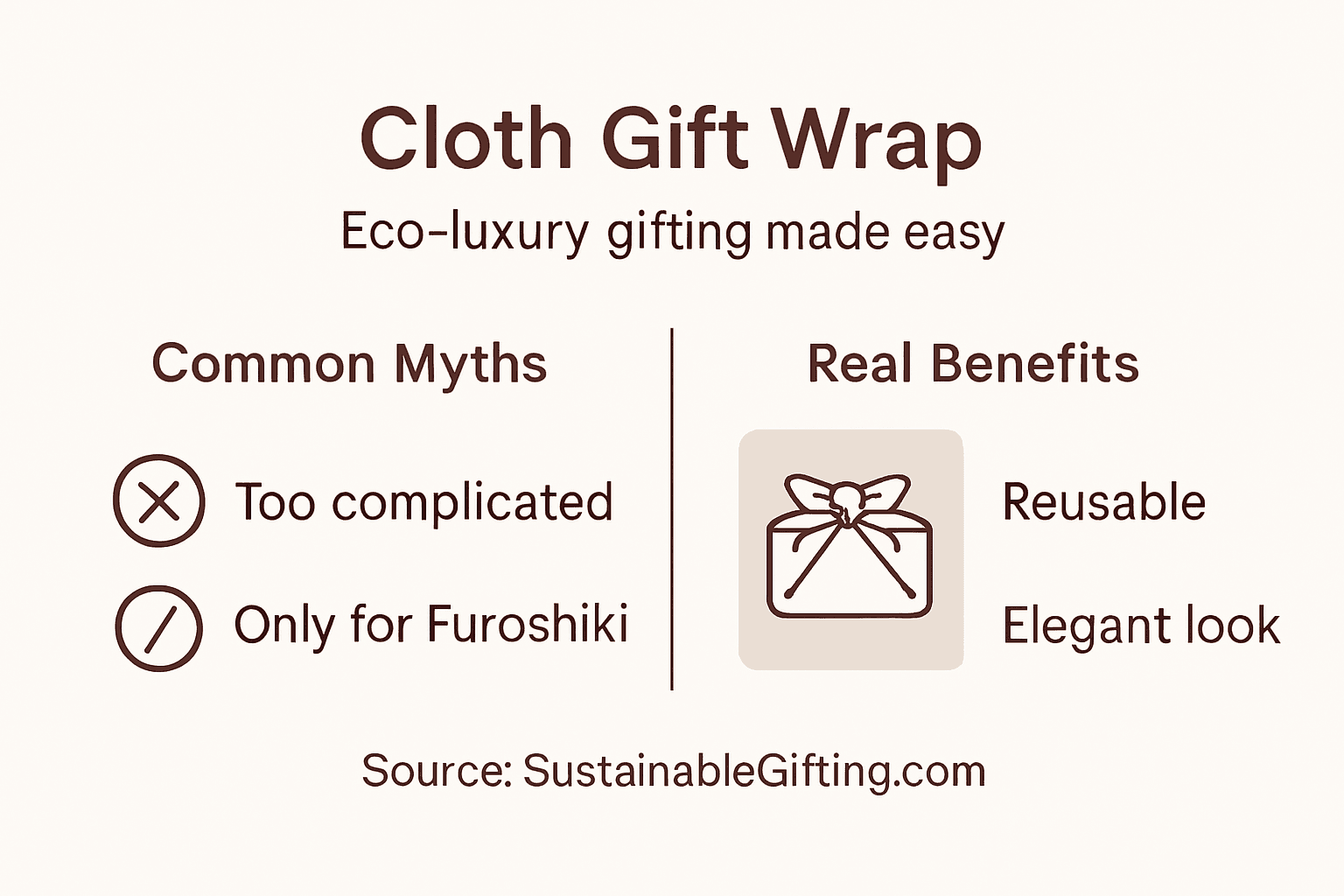 Infographic contrasting myths and benefits of cloth wrap