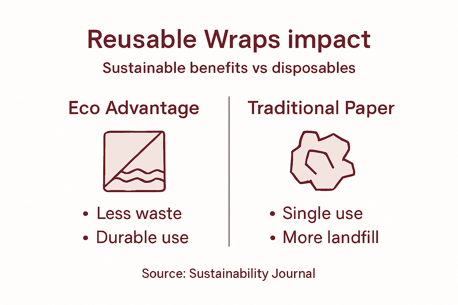 Infographic contrasting reusable wraps versus disposables