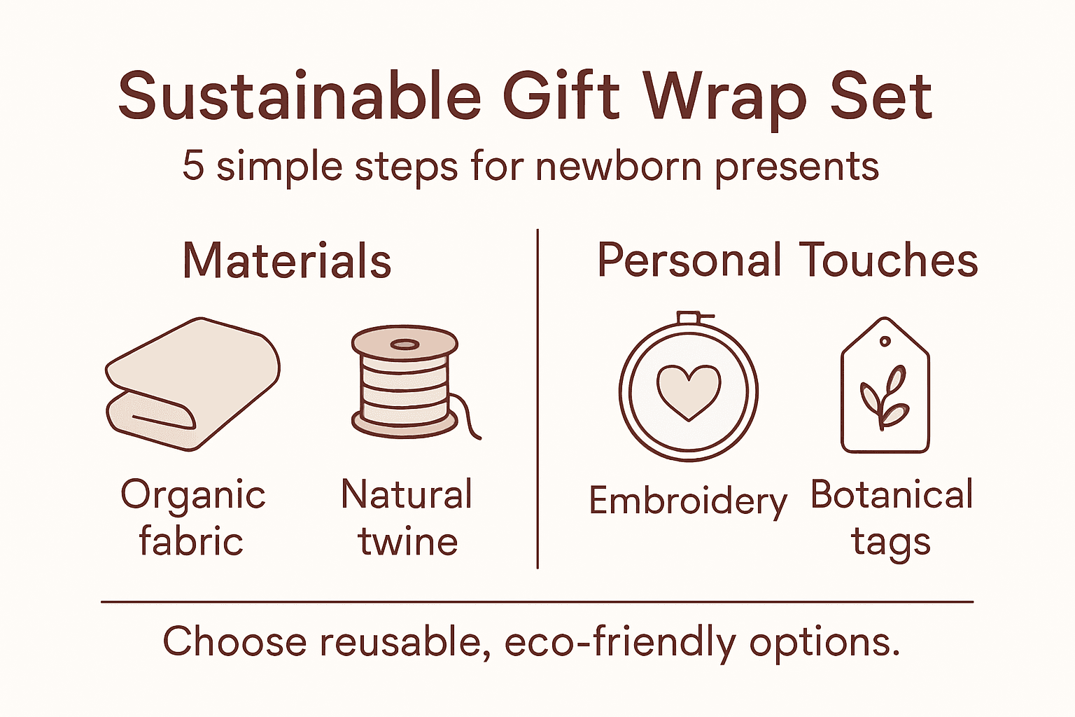 Infographic on sustainable newborn gift wrap steps