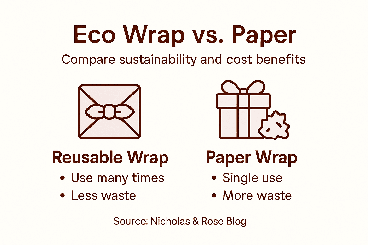 Infographic comparing eco wrap and paper wrap
