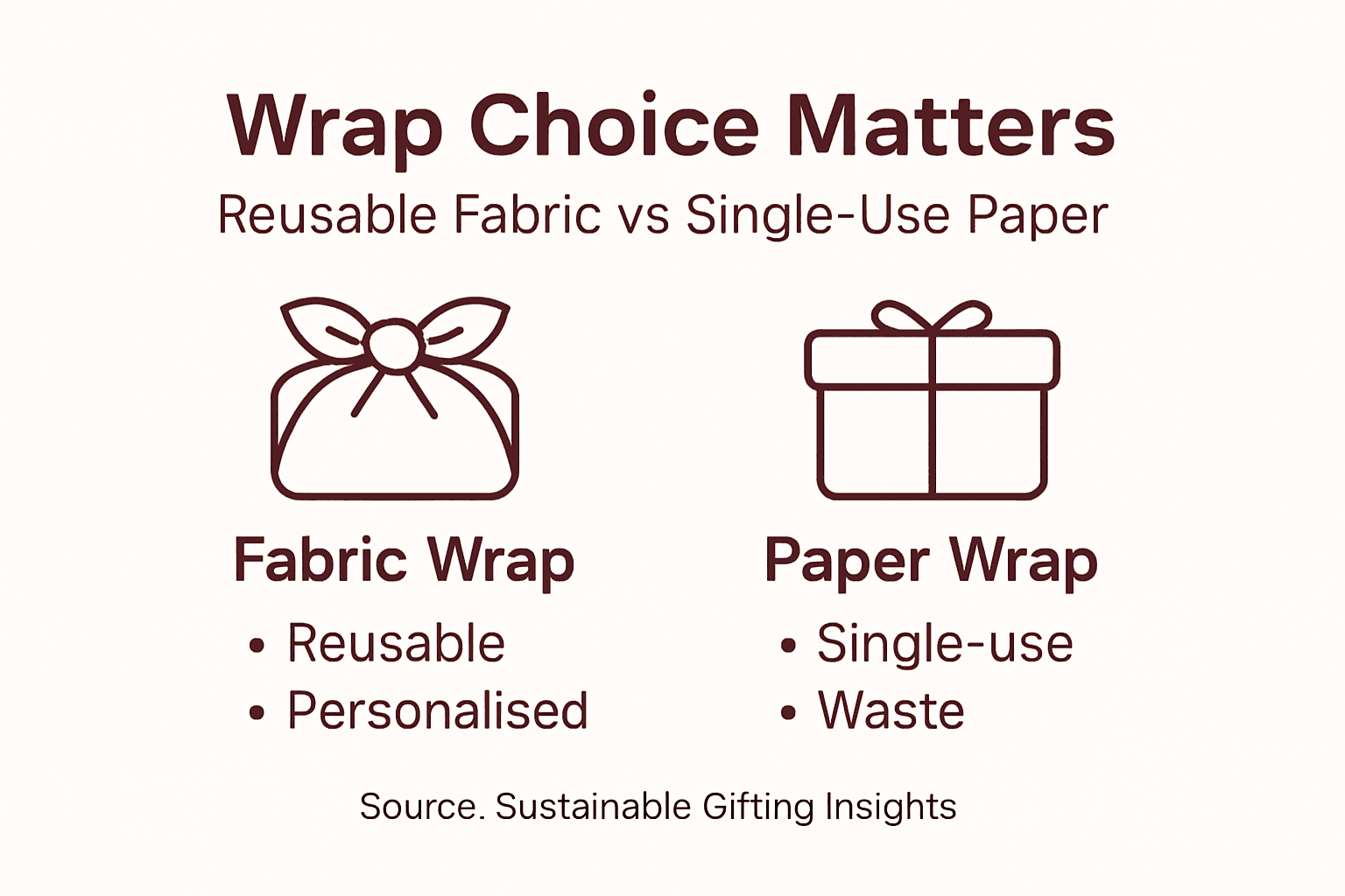 Infographic comparing fabric and paper gift wrap