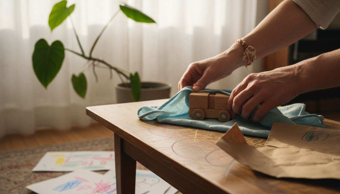 Folding reusable fabric around a toy
