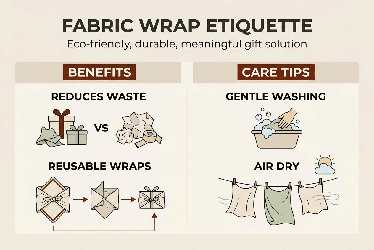 Infographic about fabric wrap benefits and care