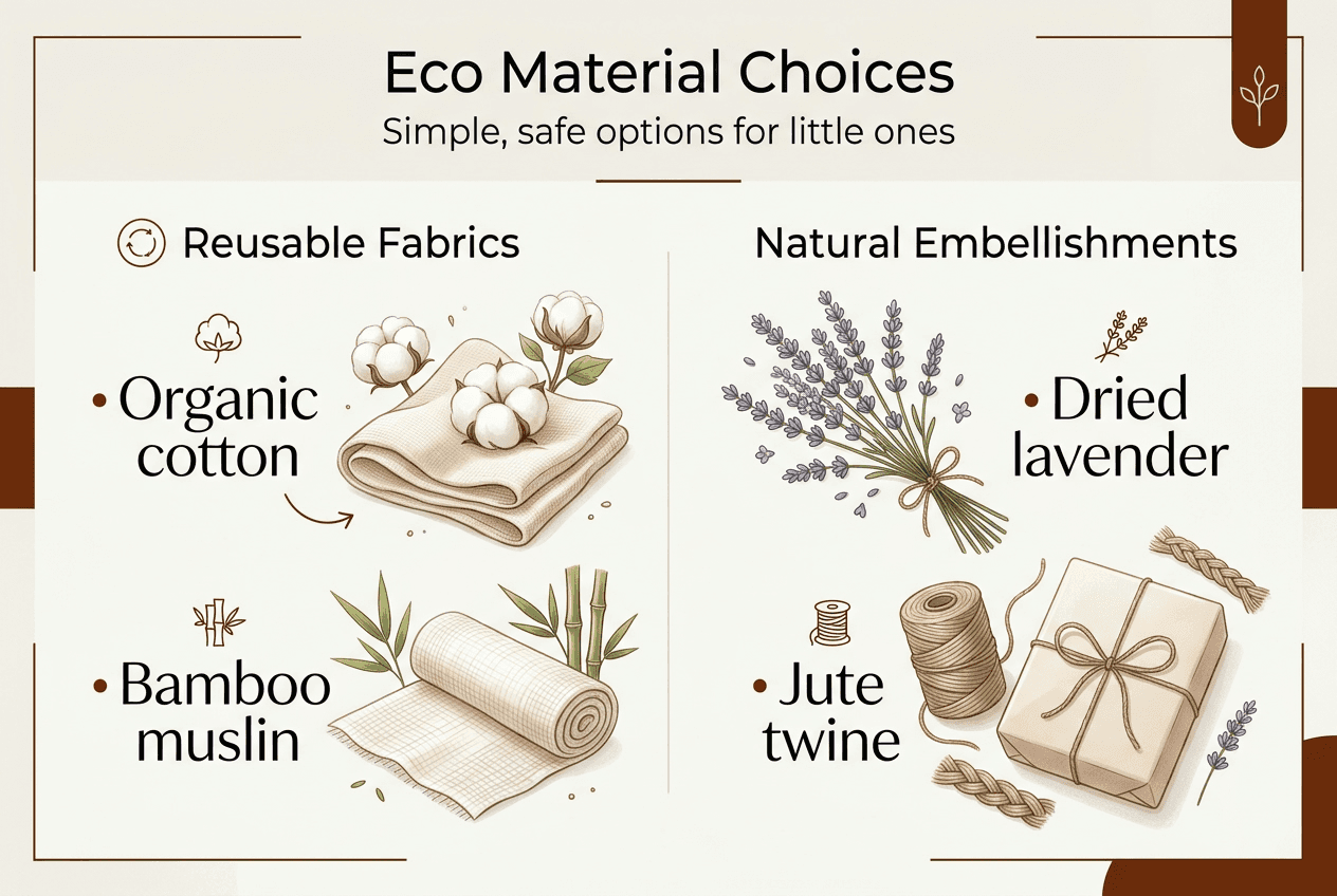 Infographic with eco gift wrap material types