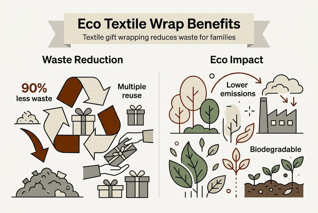 Infographic eco benefits textile gift wrap