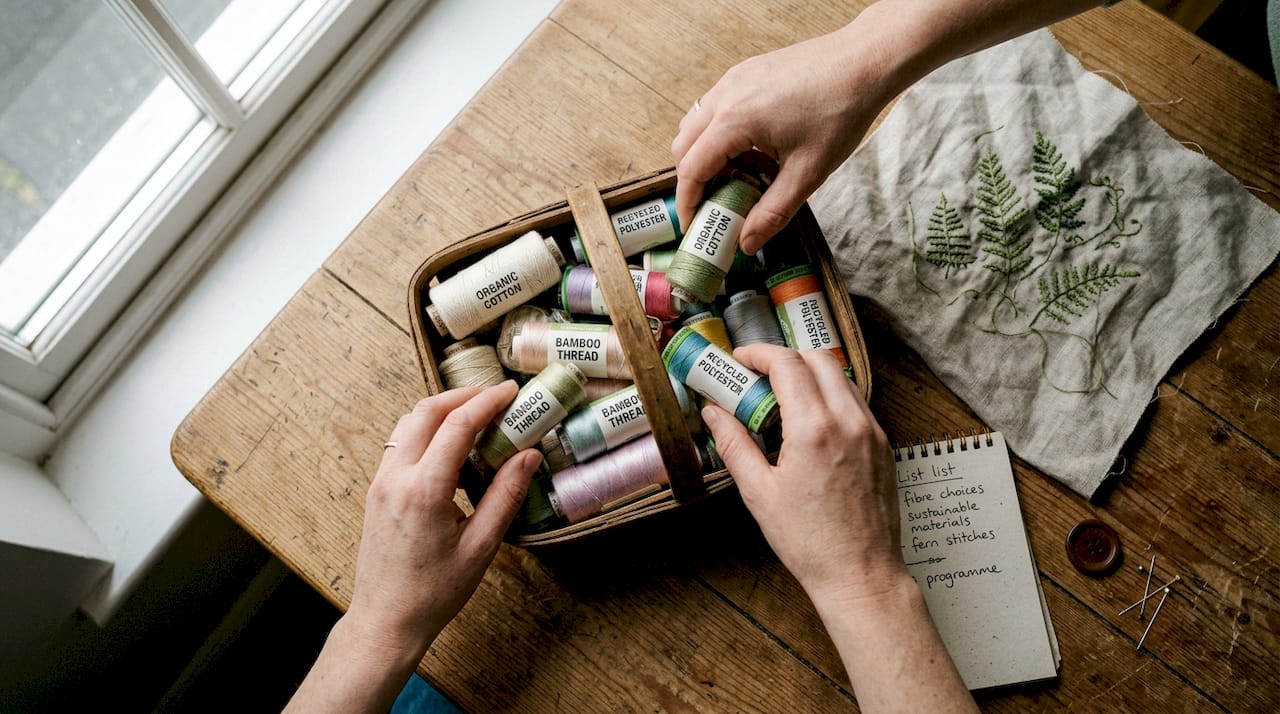 Eco materials for sustainable embroidery gift wrap