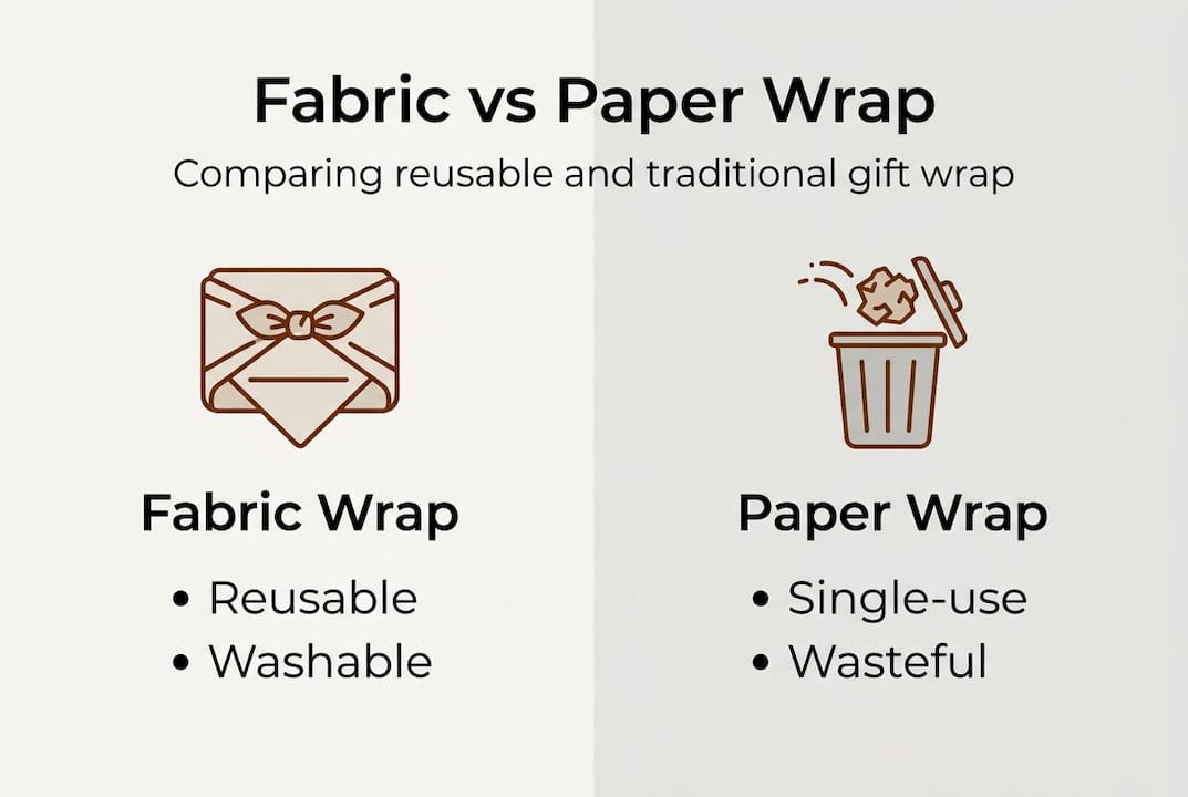 Fabric versus paper wrap infographic comparison