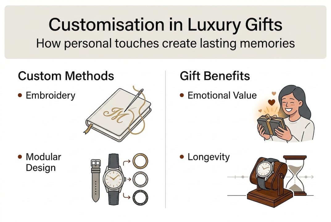 Infographic shows techniques and benefits of custom luxury gifts
