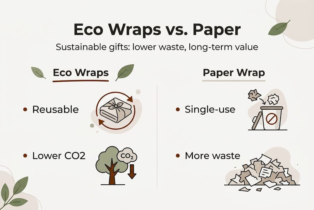 Infographic comparing eco wraps to paper wrap