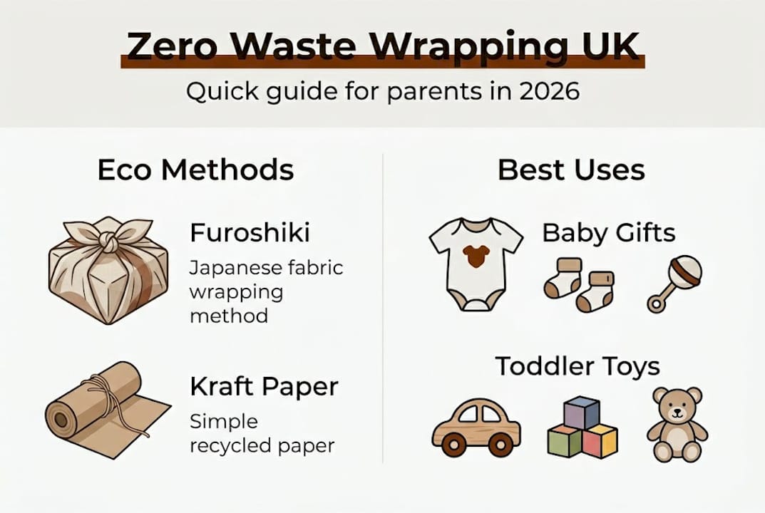 Infographic showing eco wrapping methods and uses