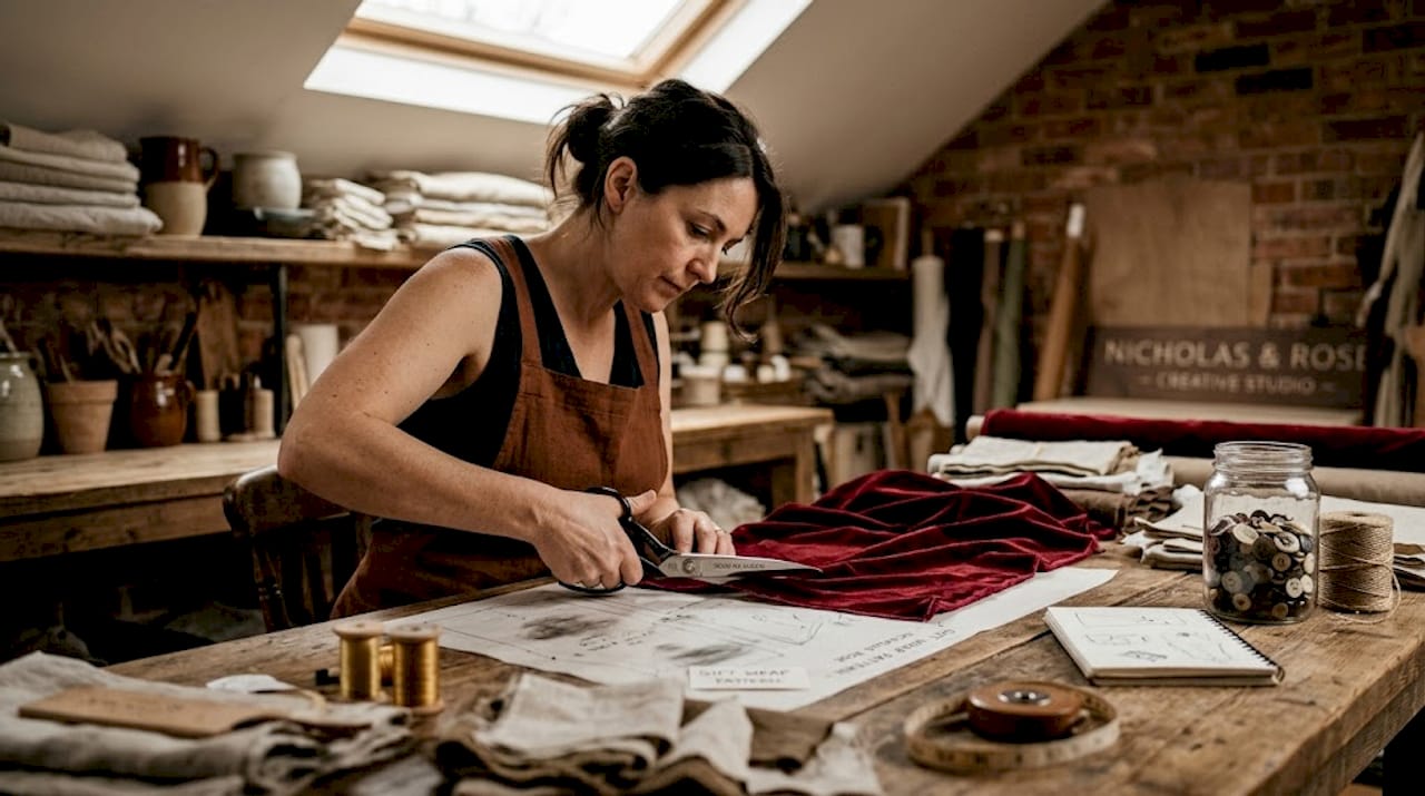 Artisan cutting velvet for children's gift wrap