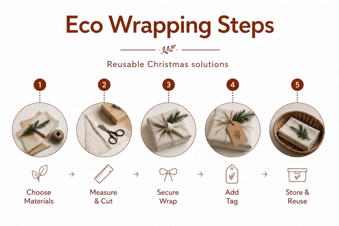 Infographic listing eco-friendly wrapping steps