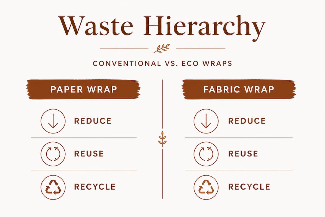 Waste hierarchy infographic for eco wraps