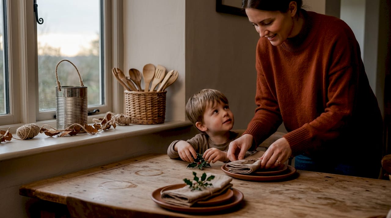 Setting an eco-friendly holiday dinner table