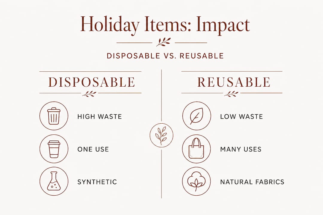 Infographic comparing disposable and reusable holiday items