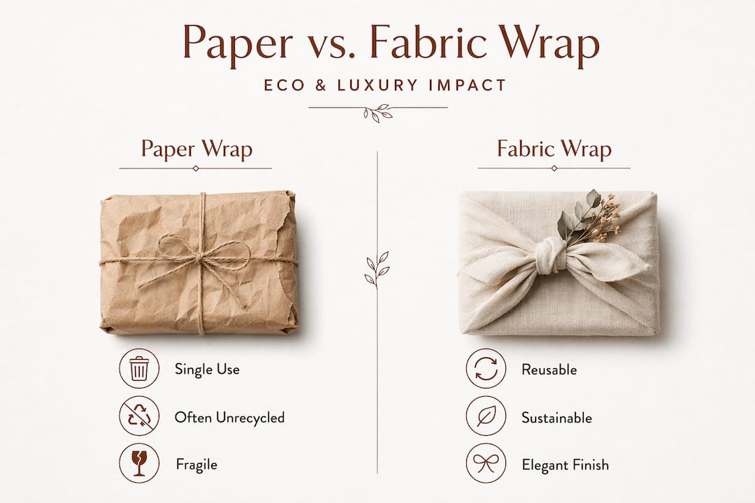 Paper versus fabric wrap environmental impact comparison