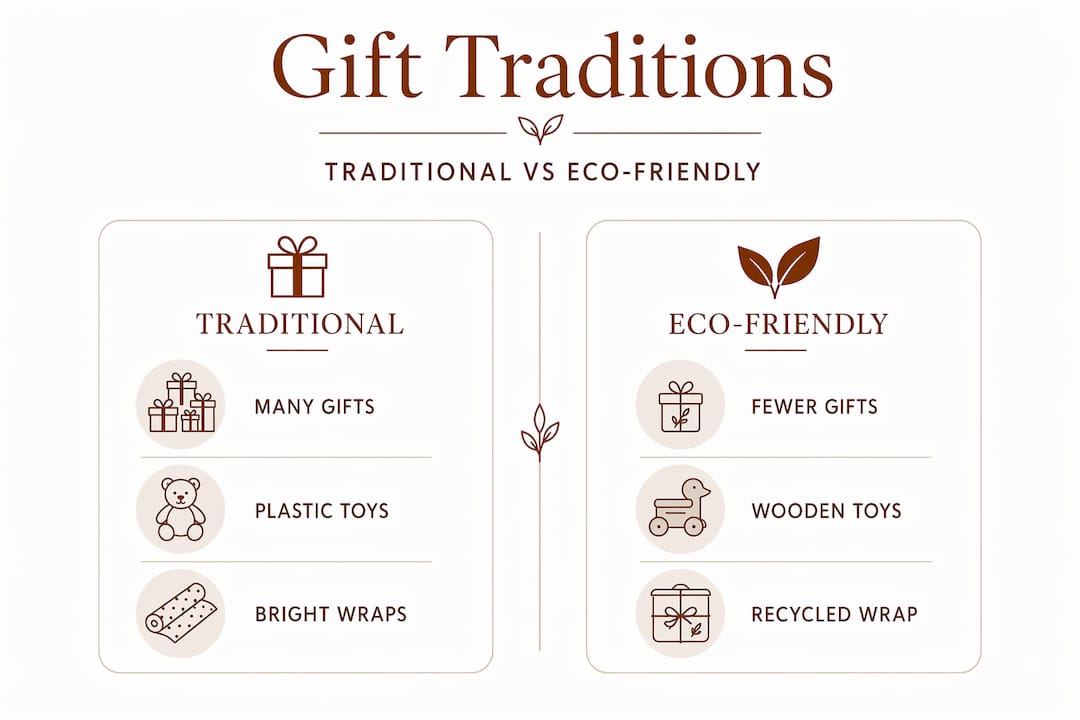 Infographic comparing traditional and eco Christmas gifts