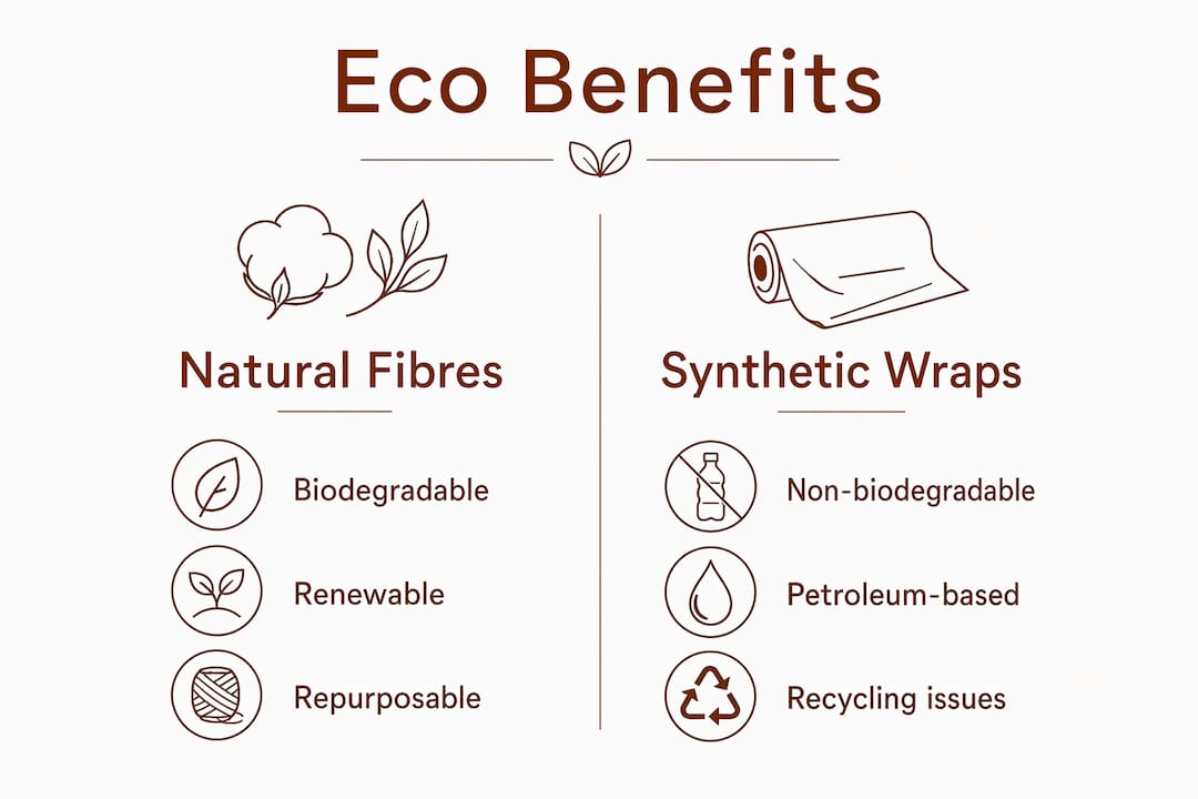 Infographic comparing natural fibres and synthetic wraps benefits