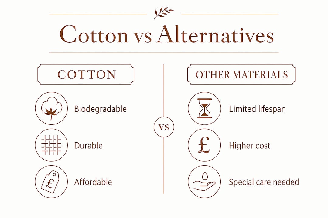 Infographic comparing cotton to other wrapping materials