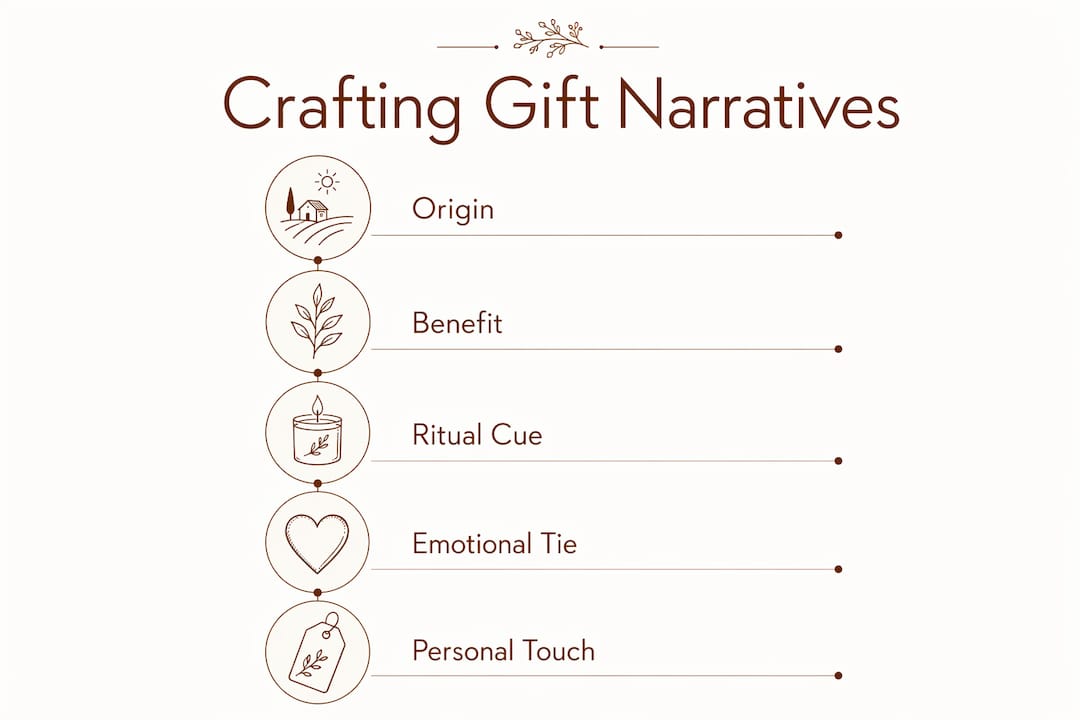 Infographic outlining key steps to craft gift stories