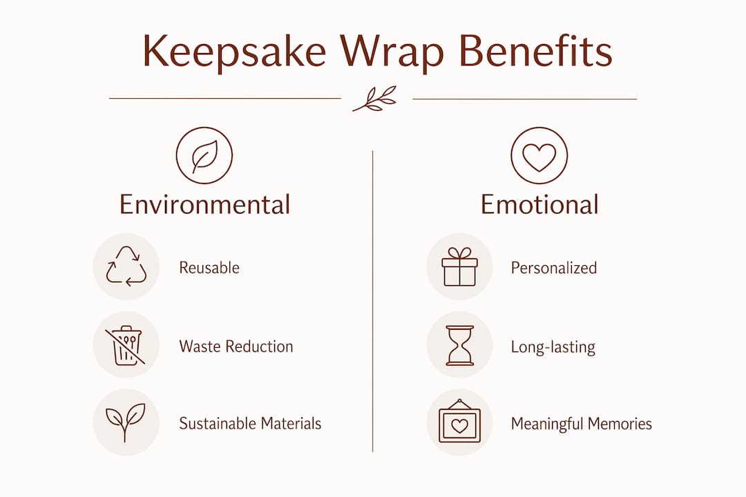 Infographic highlighting environmental and emotional benefits of keepsake wraps