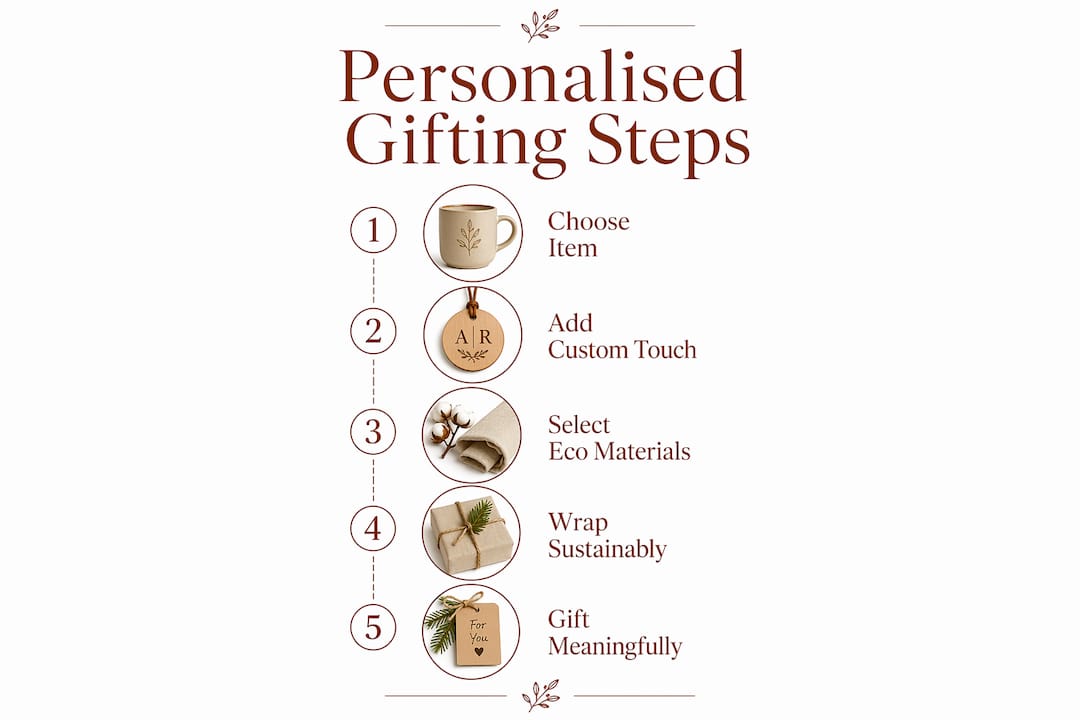 Infographic showing steps for personalised sustainable gifting