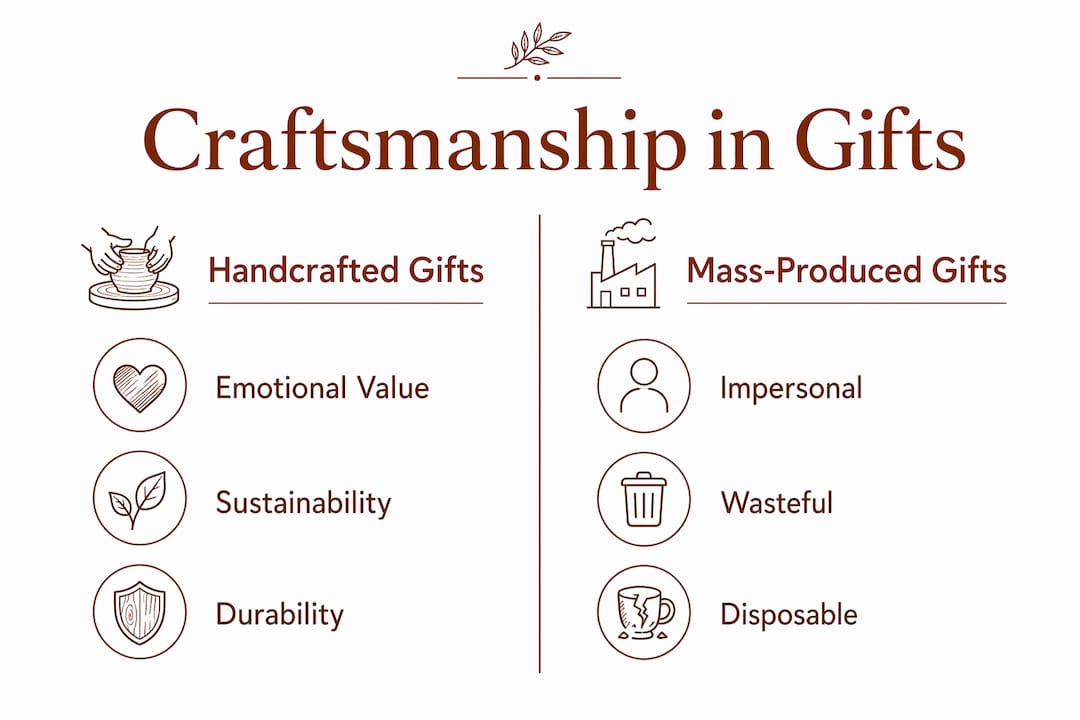 Infographic comparing handcrafted vs mass-produced gifts