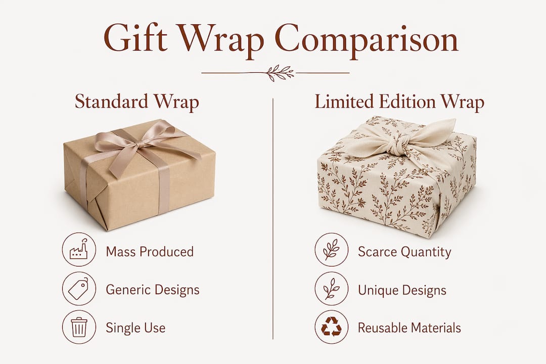 Infographic comparing standard and limited edition gift wraps