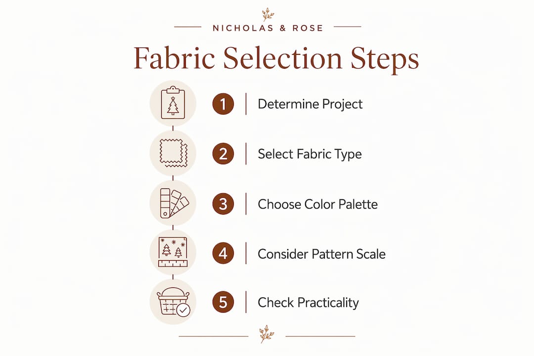 Infographic showing steps for choosing Christmas fabrics