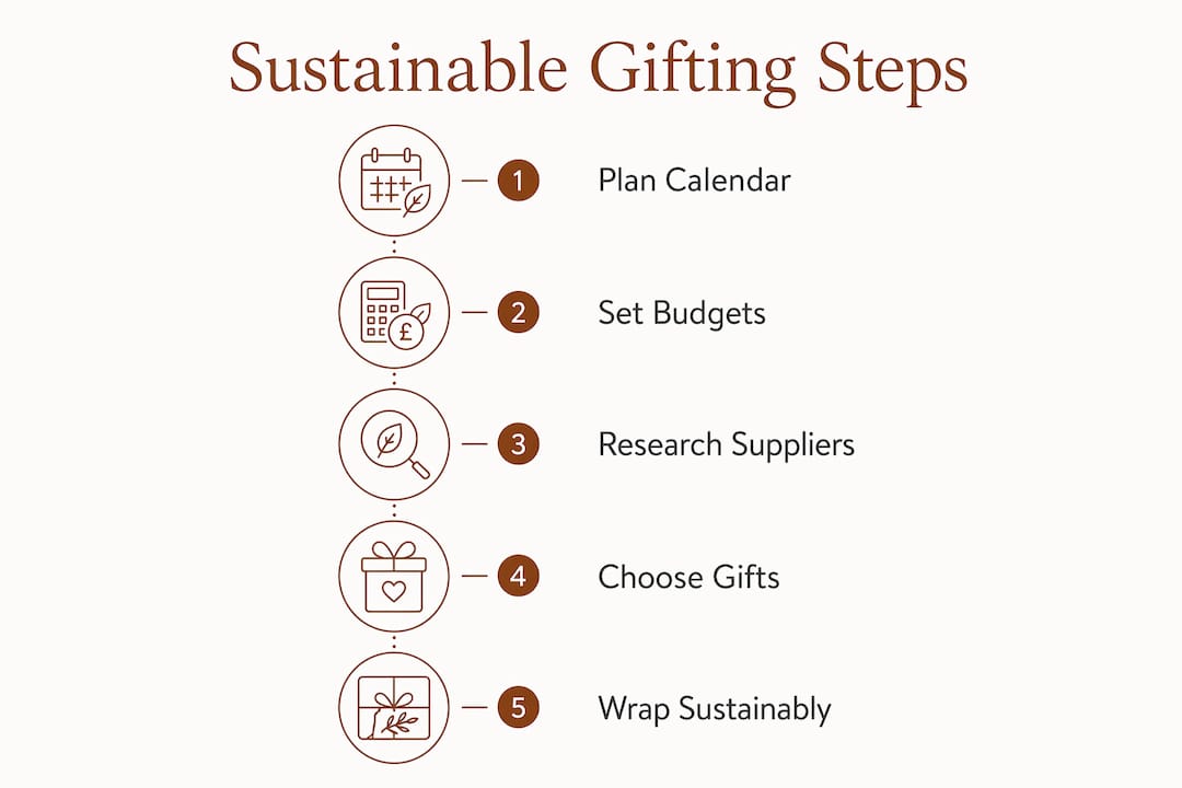 Infographic illustrating sustainable gifting planning steps