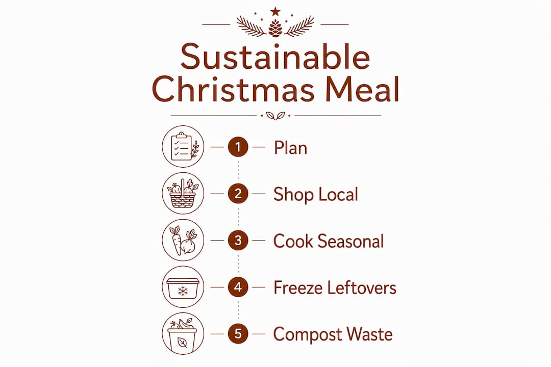 Infographic outlining sustainable steps for Christmas meal planning