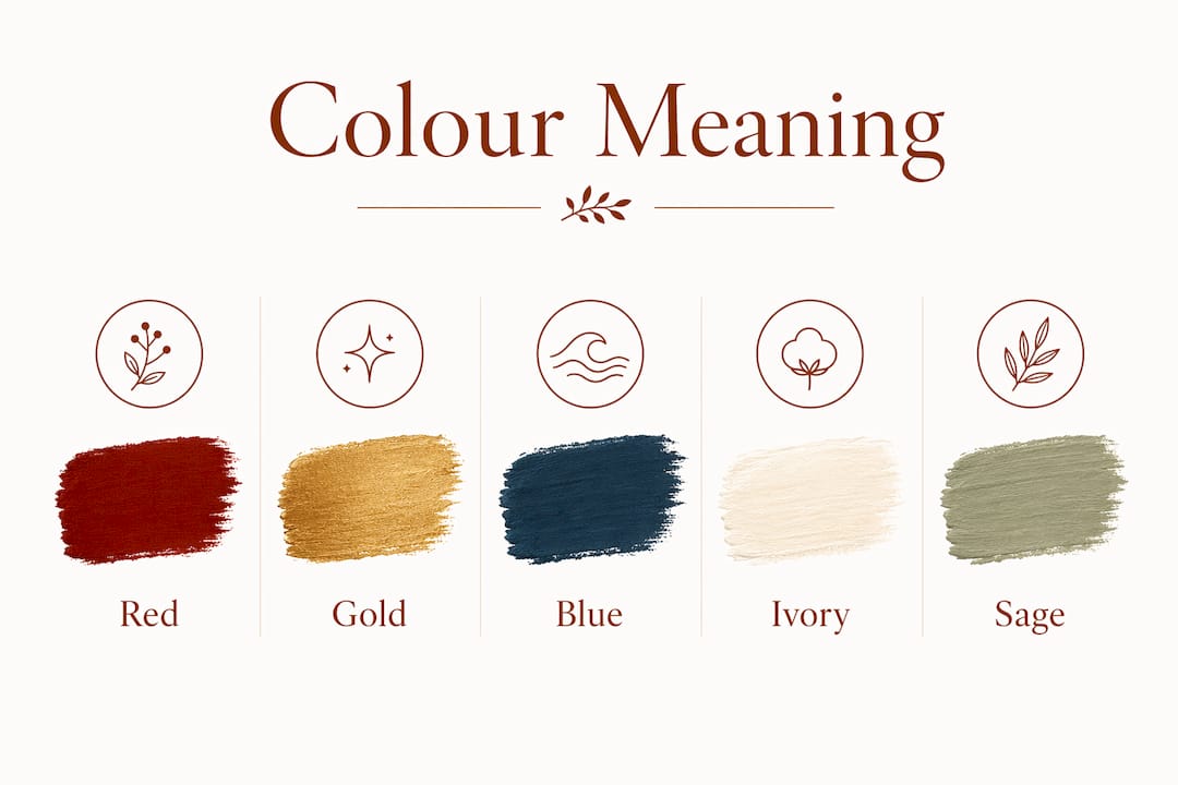 Infographic showing hierarchy of colour meanings in gift wrapping