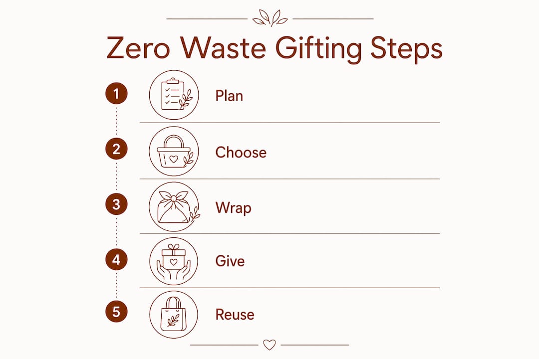 Infographic showing steps for zero waste gifting