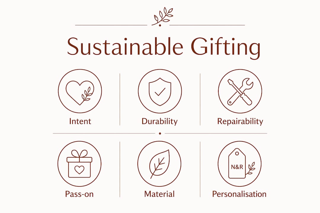 Infographic outlining key steps for sustainable gifting