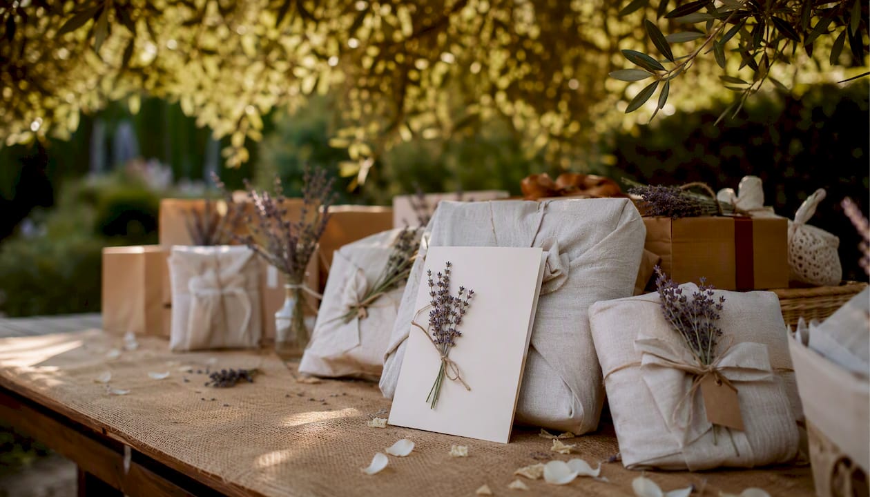 Eco-friendly baby shower gift presentation outdoors