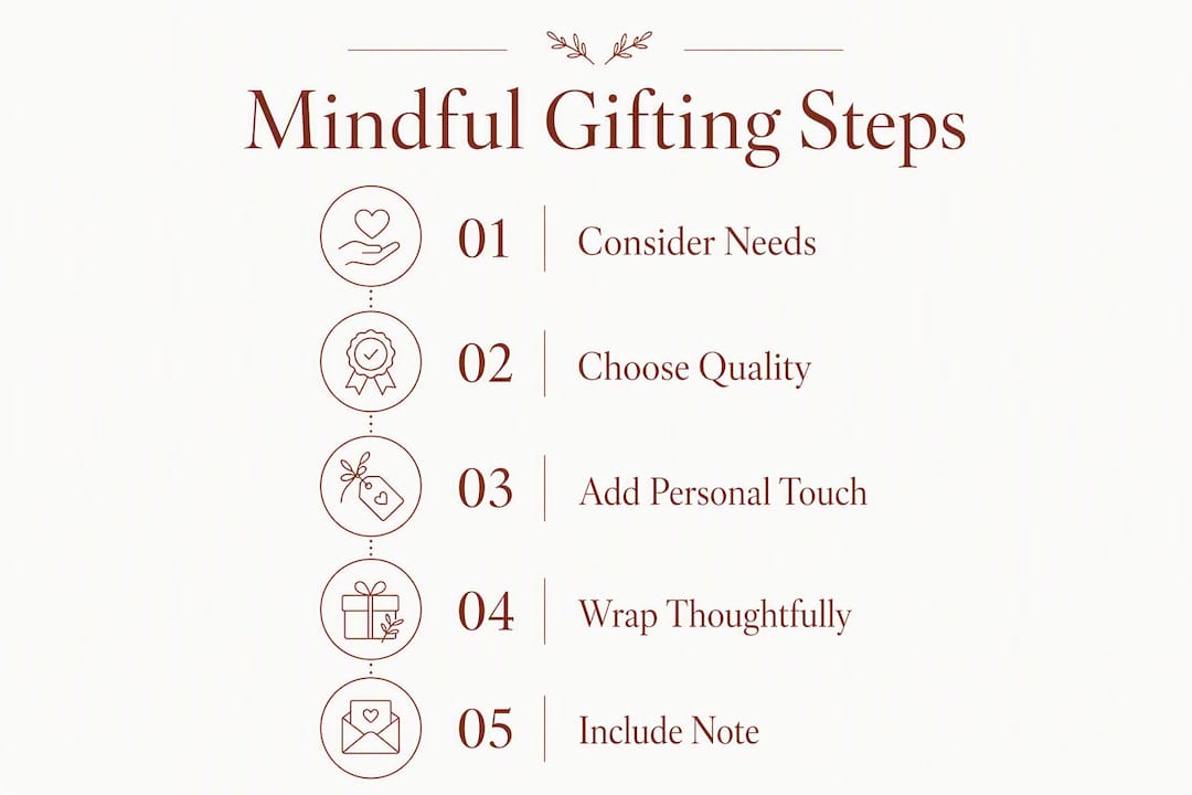 Infographic detailing mindful gifting steps for baby showers