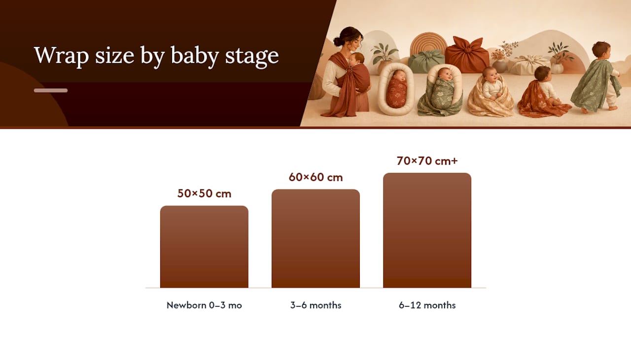 Comparison infographic of baby stages, gifts, wraps, and personalisation