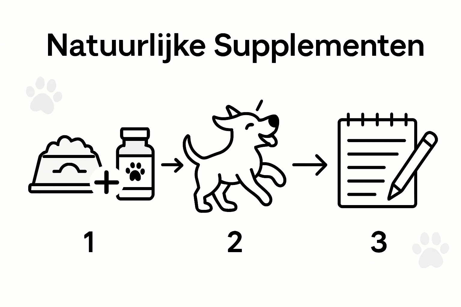 Process infographic about supplement steps for dogs