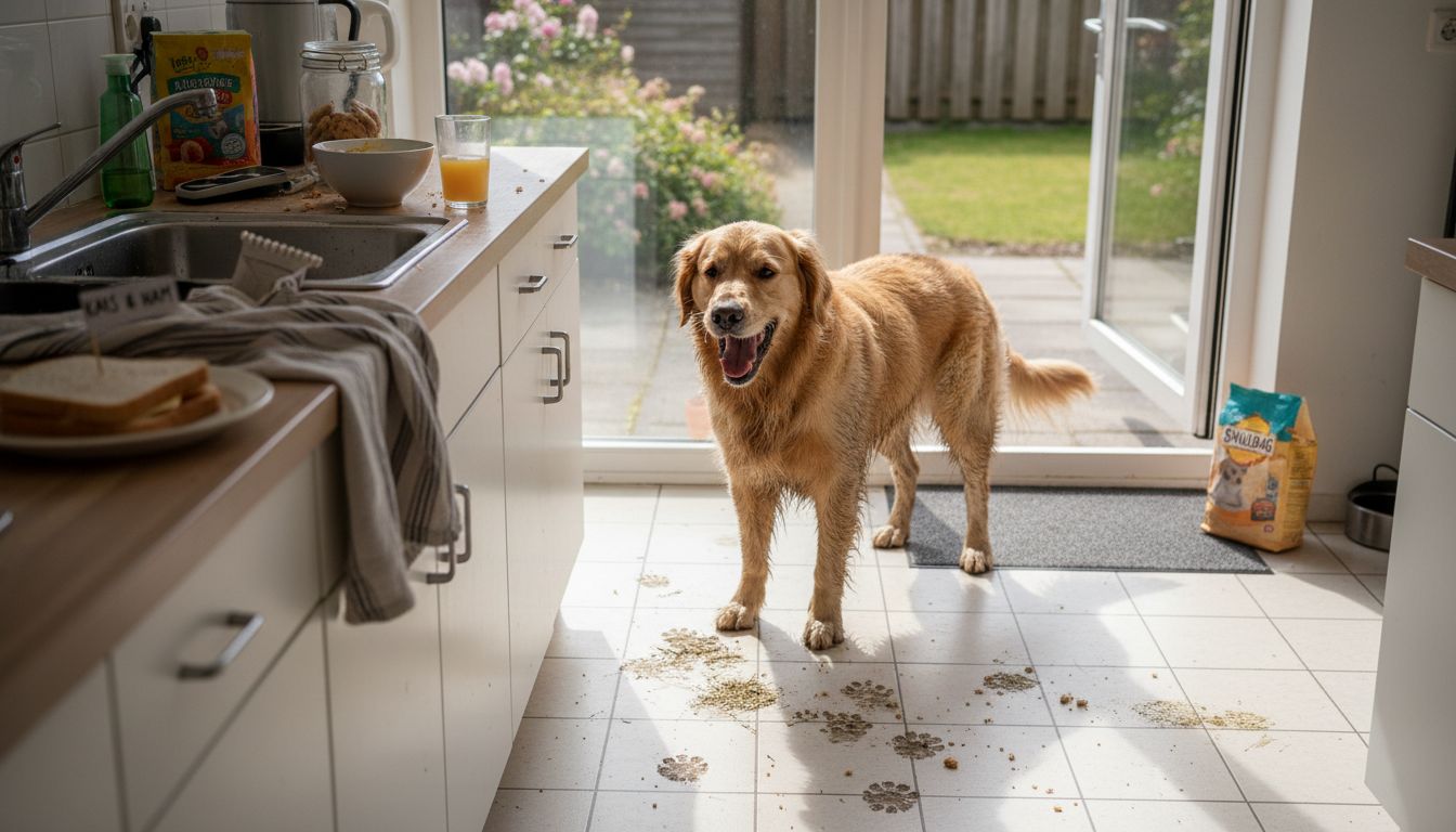 Golden retriever met lichamelijke stressklachten