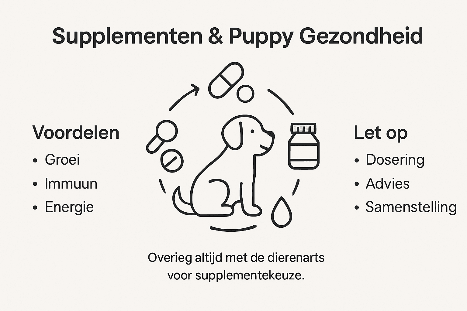 Infographic: De voordelen en waar je op moet letten bij het geven van supplementen aan je puppy