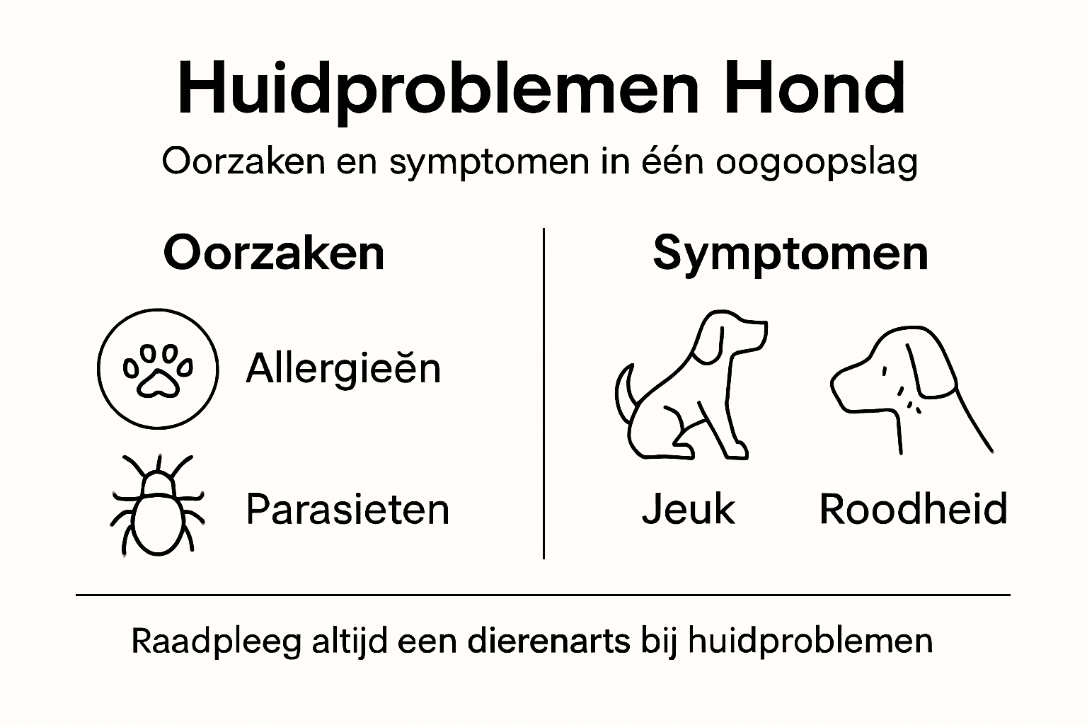 Overzicht: de meest voorkomende oorzaken en signalen van huidproblemen bij honden