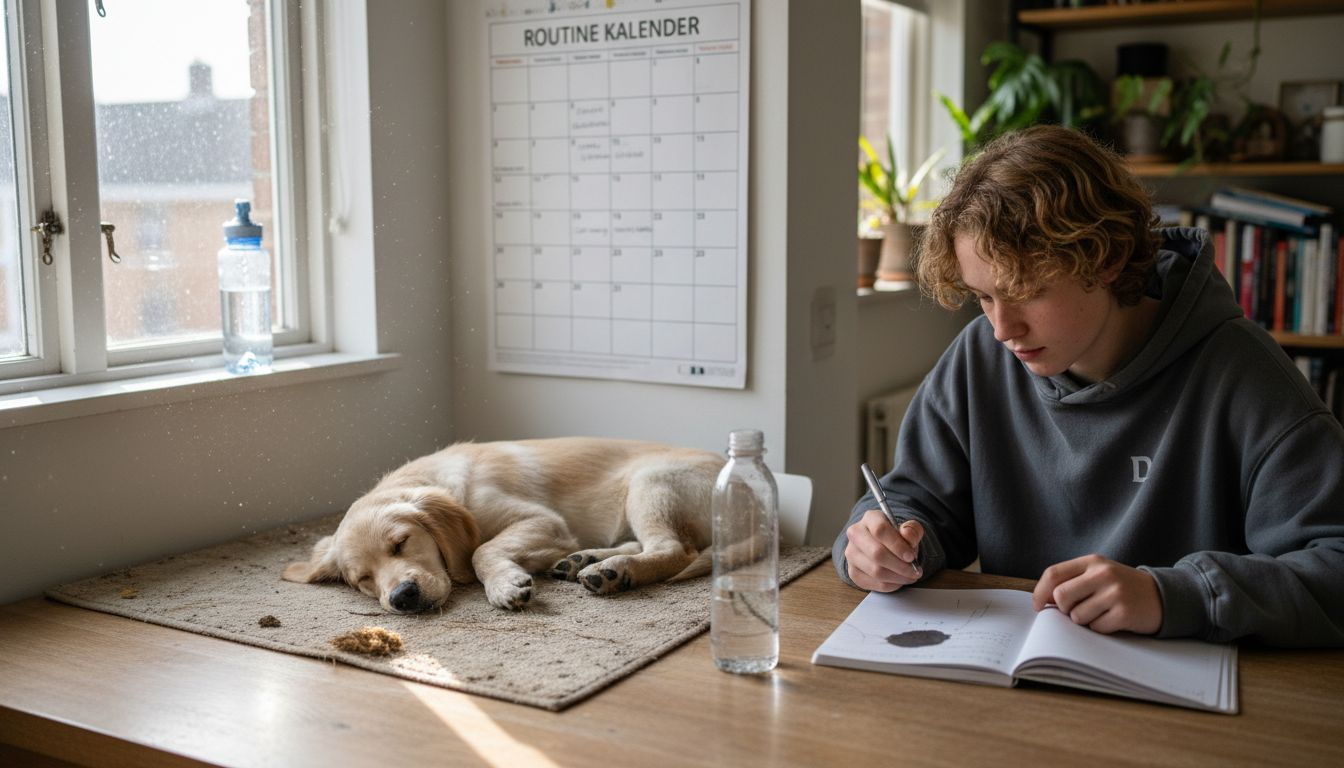 Tiener stelt handig schema op voor de verzorging van haar puppy