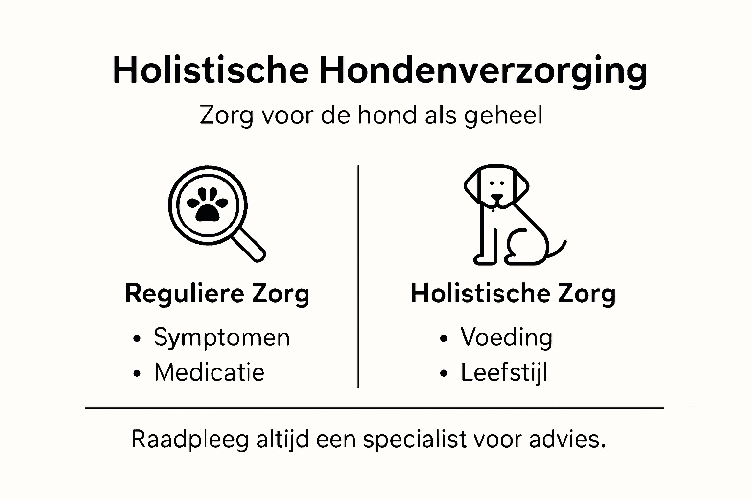 Infographic: het verschil tussen traditionele en holistische verzorging van honden