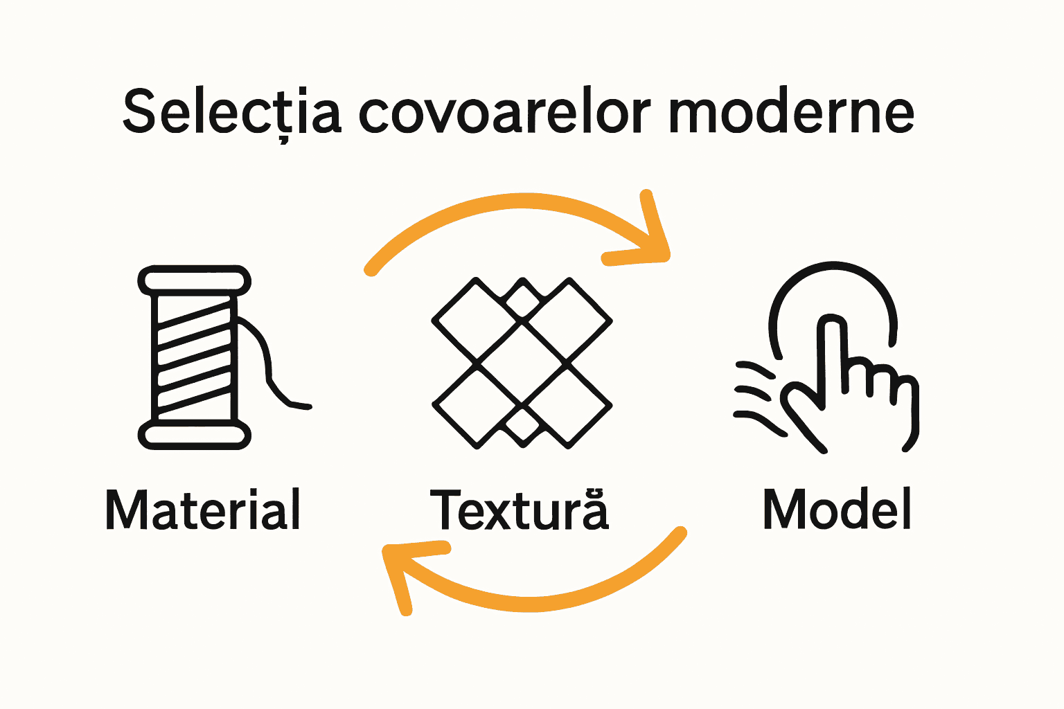 Infografic cu criterii de selecție a covoarelor moderne