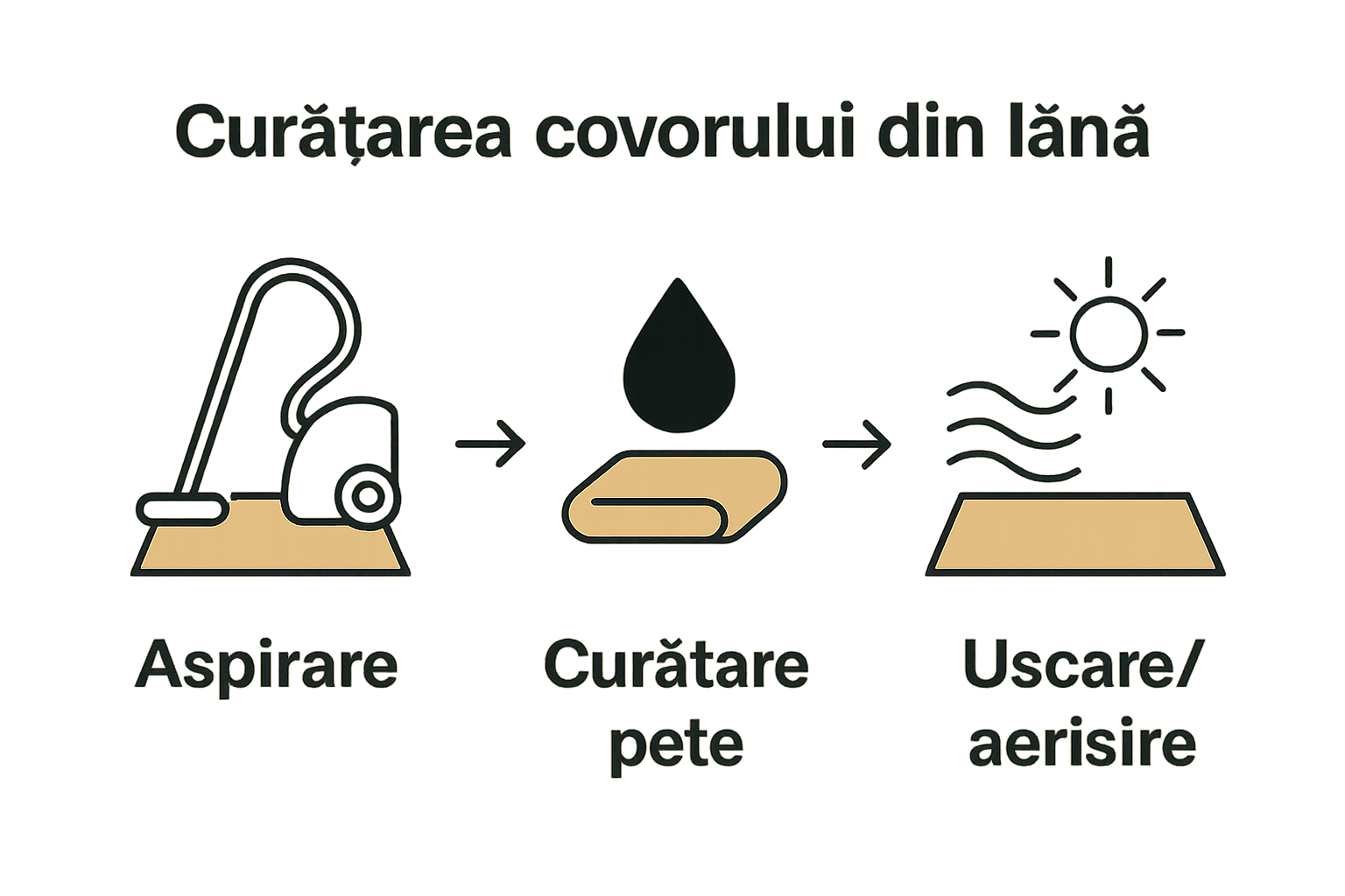 Proces curățare covor lână în 3 pași simpli