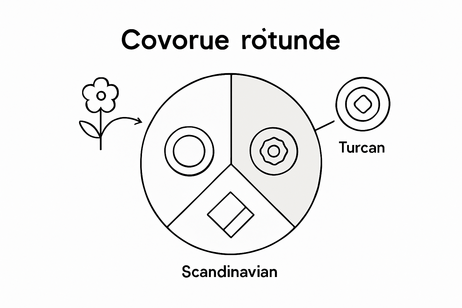 Infographic comparing cultural origins of round rugs