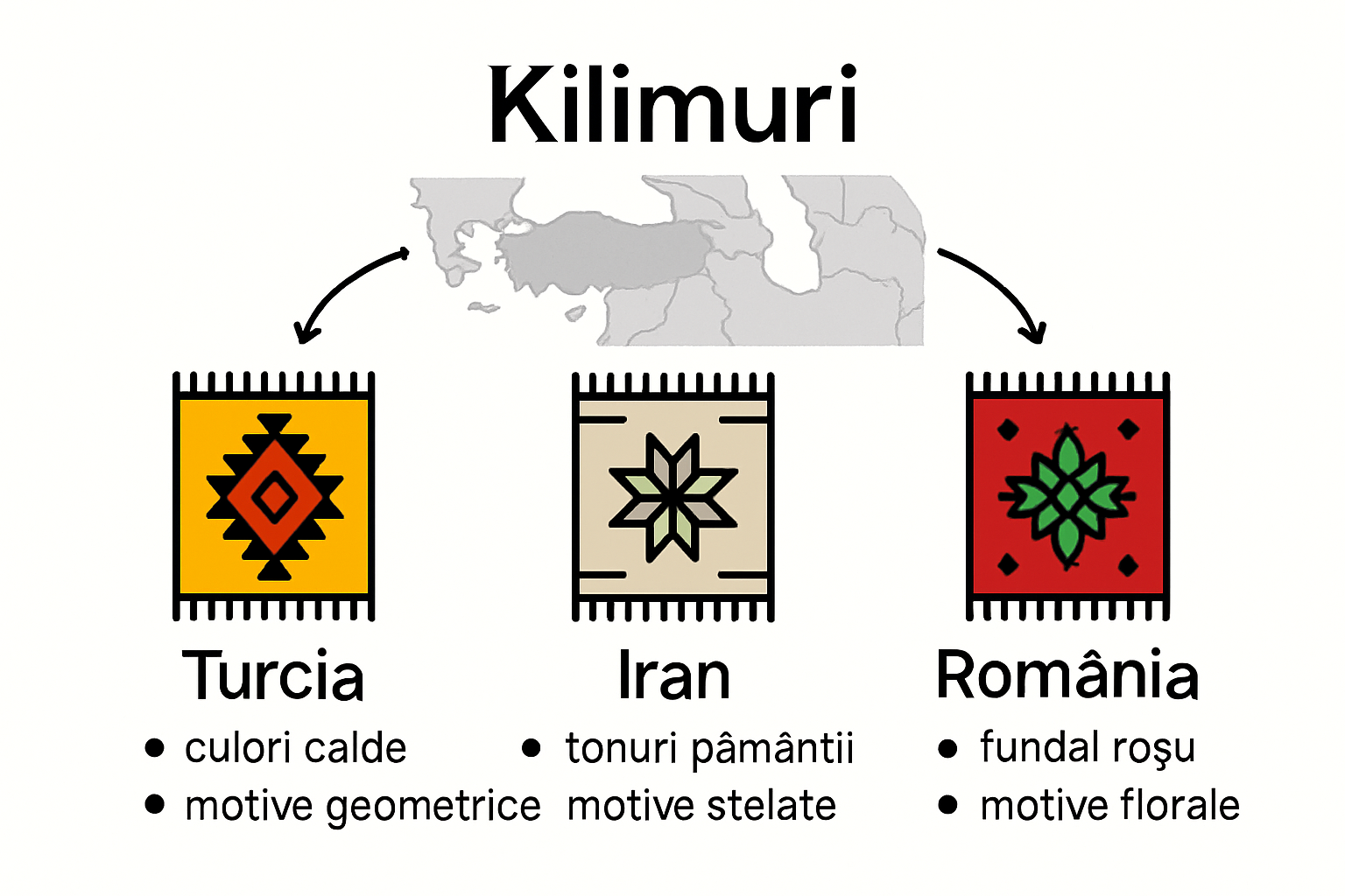 Infographic comparing kilim types by region